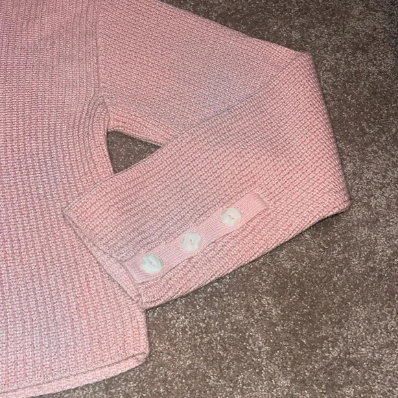 Rag & Bone Metallic Thread Pink Crewneck Cropped Sweater - size large. Y - Picture 2 of 5